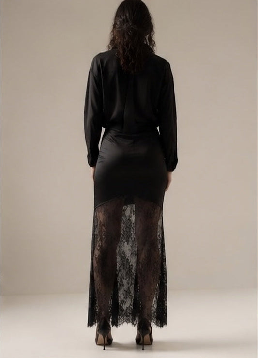 The satin lace maxi